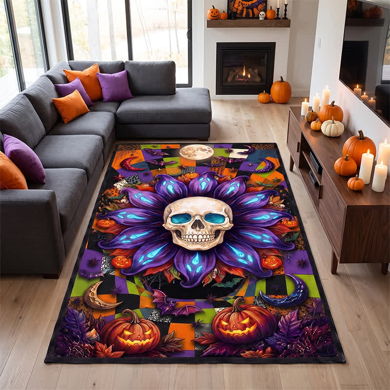 Tappeto antiscivolo con mandala e teschio gotico di Halloween - image 3