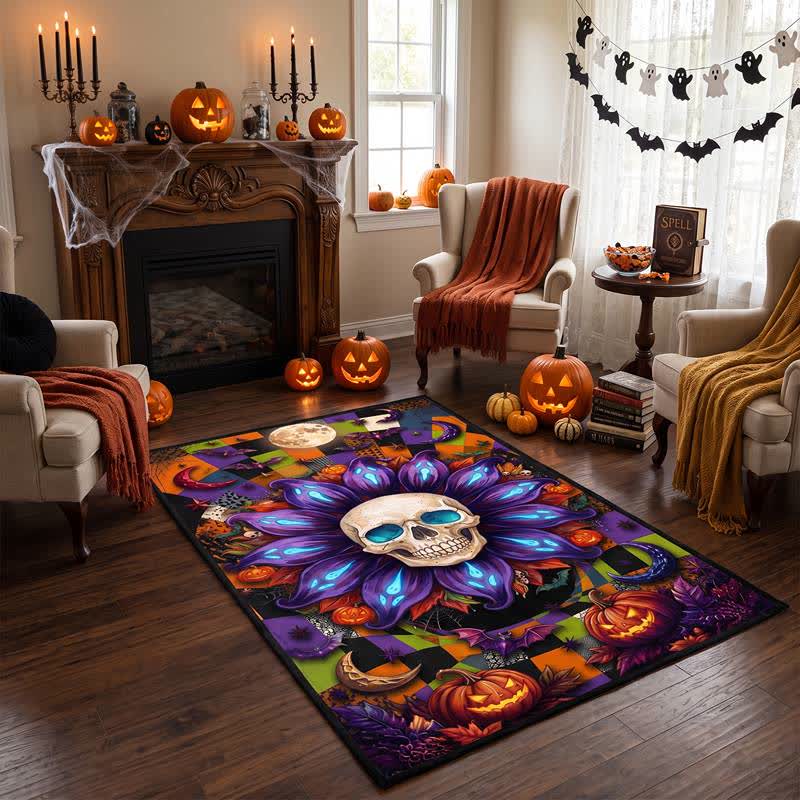 Tappeto antiscivolo con mandala e teschio gotico di Halloween - image 2
