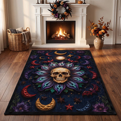 Tappeto con mandala a forma di teschio gotico celeste - image 3