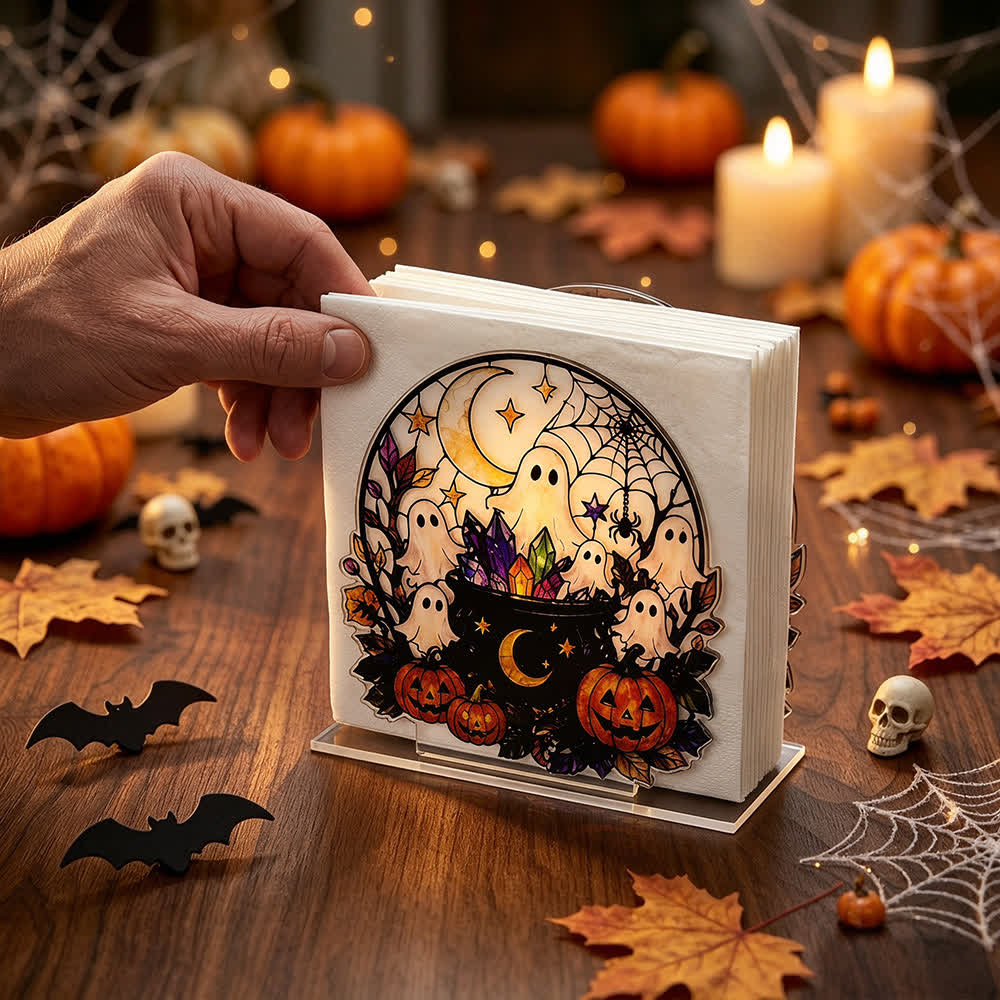 Portatovaglioli in acrilico a forma di fantasma di Halloween. - image 0