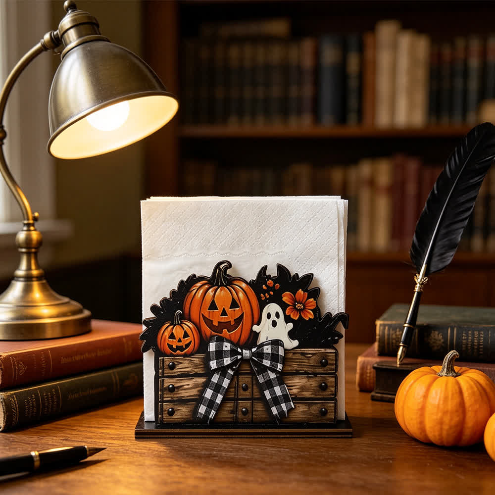 Portatovaglioli in legno a tema Halloween in stile rustico - image 4