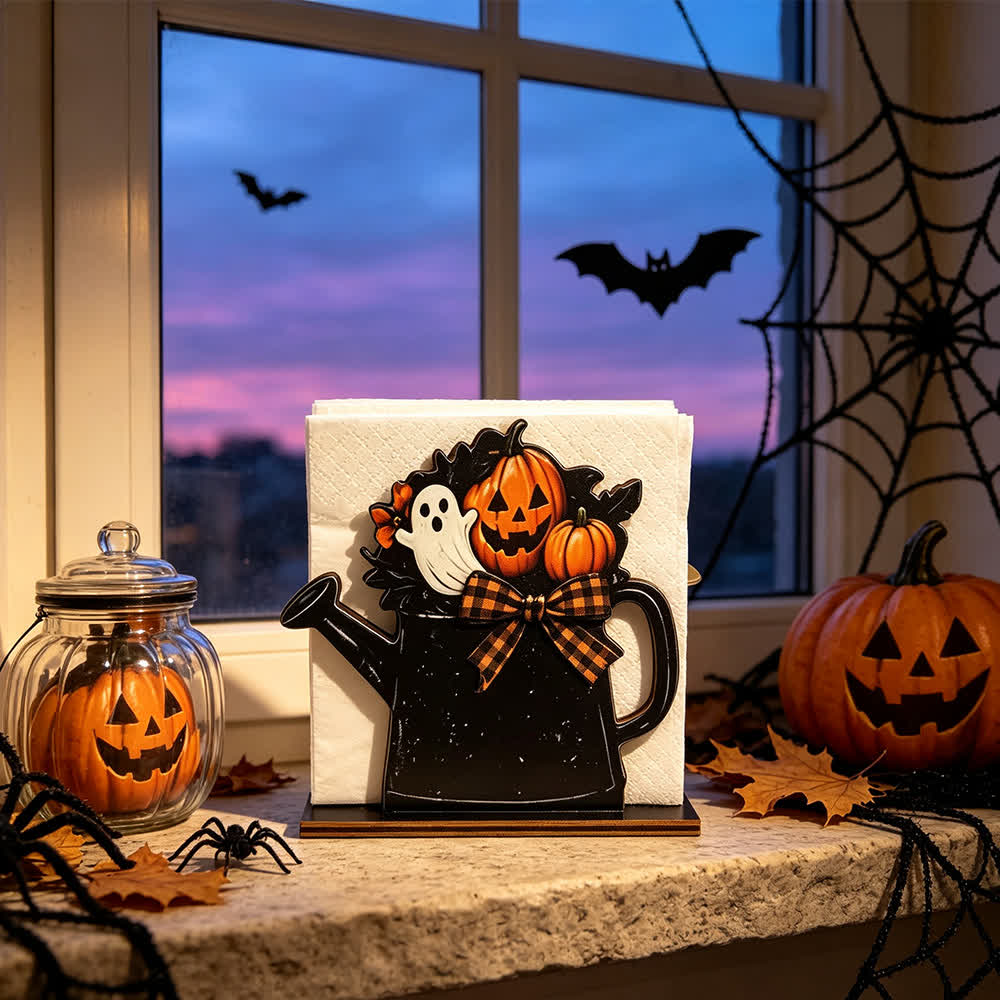 Portatovaglioli in legno a tema Halloween in stile rustico - image 6