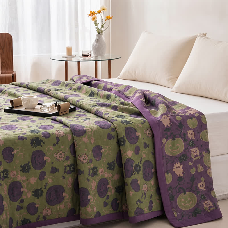 Coperta reversibile in cotone con motivo mostro di Halloween - image 8