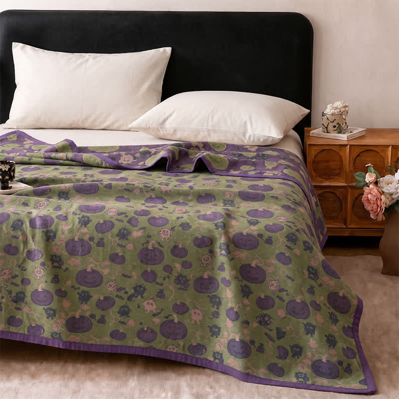 Coperta reversibile in cotone con motivo mostro di Halloween - image 9