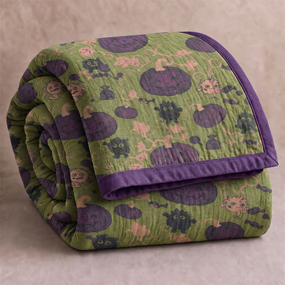 Coperta reversibile in cotone con motivo mostro di Halloween - Verde - Coperta - 90" x 92" - image 6