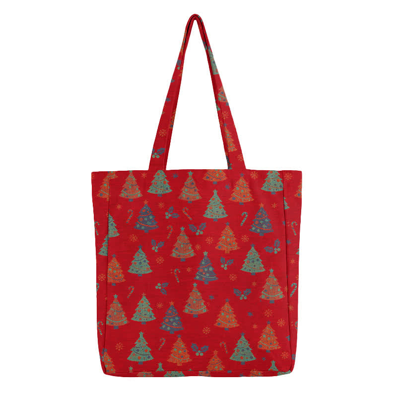 Borsa a tracolla in cotone con albero di Natale. - image 2