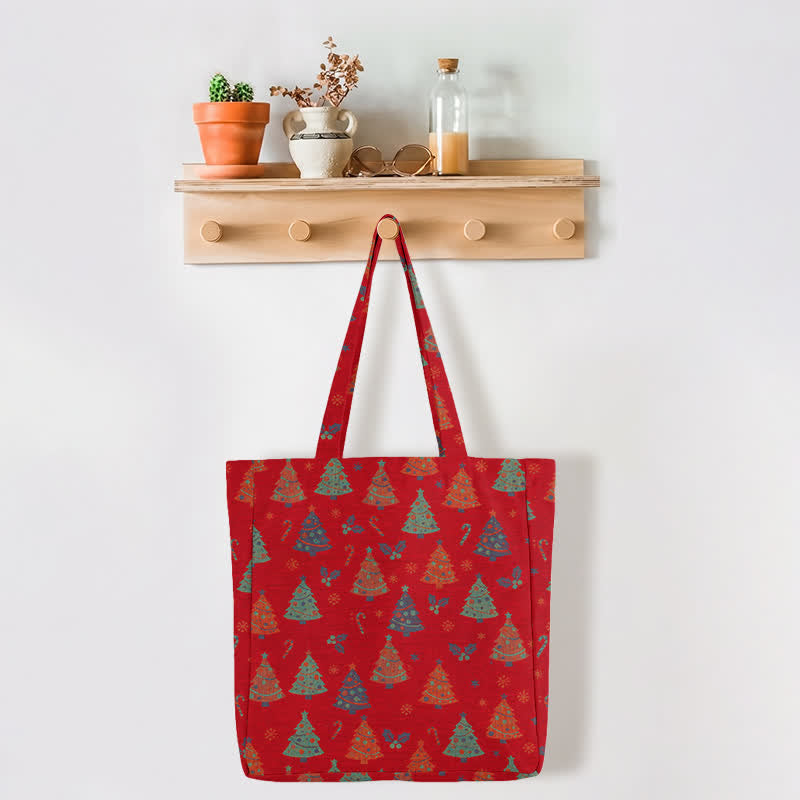 Borsa a tracolla in cotone con albero di Natale. - image 3