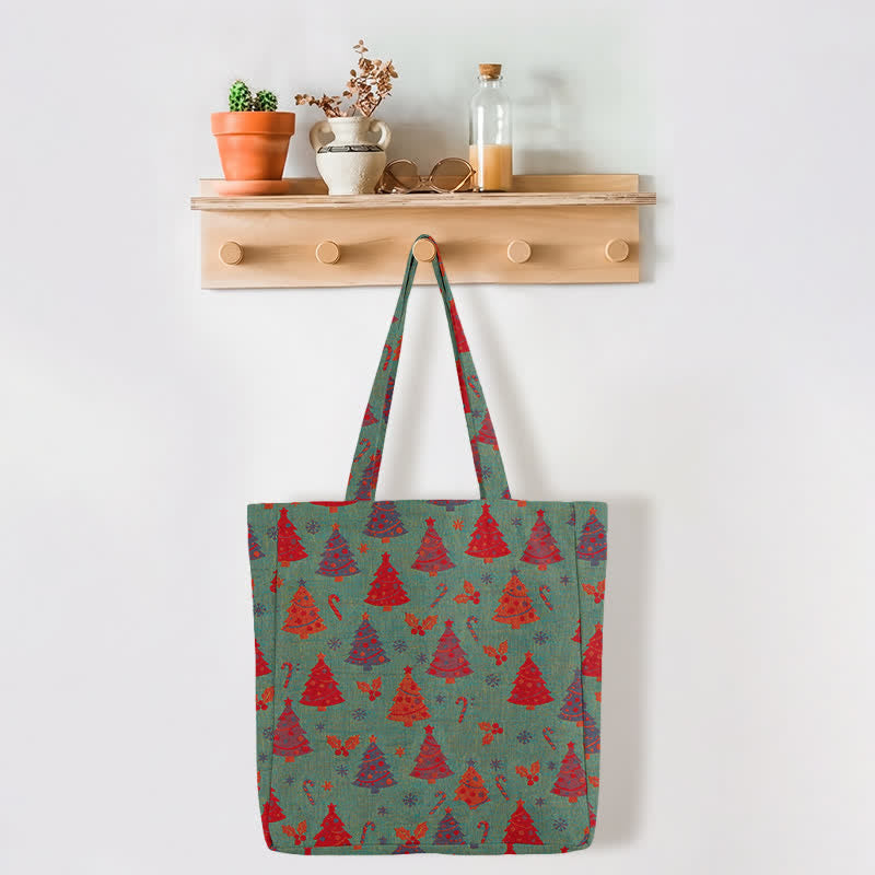 Borsa a tracolla in cotone con albero di Natale. - image 7