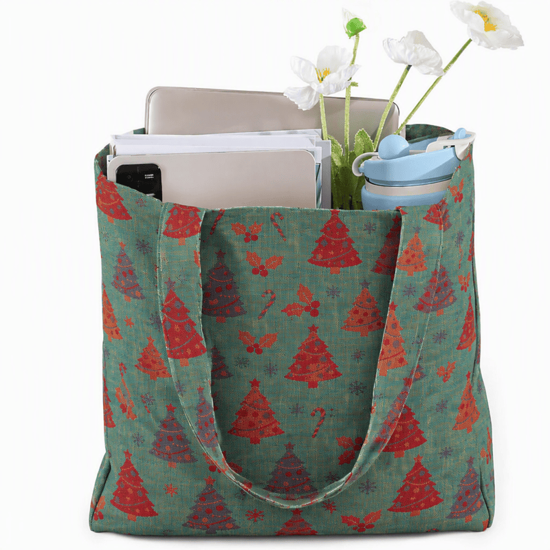 Borsa a tracolla in cotone con albero di Natale. - image 5