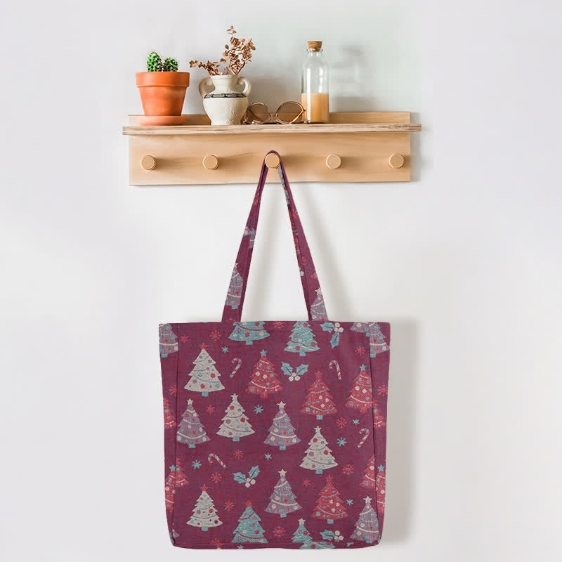 Borsa a tracolla in cotone con albero di Natale. - image 11