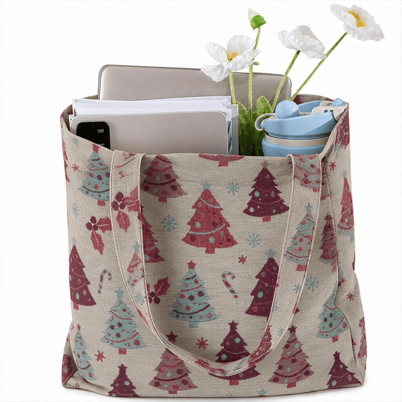 Borsa a tracolla in cotone con albero di Natale. - image 14