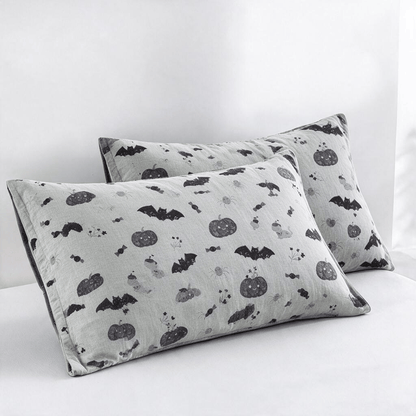 Simpatica coperta reversibile in cotone con motivo zucca e pipistrello di Halloween. - Grigio - 2 federe - 51cm x 91cm - image 9