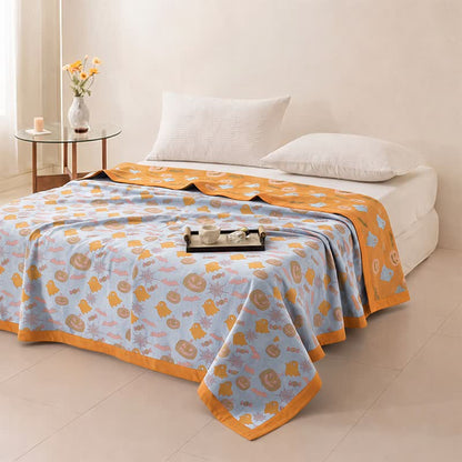 Coperta in cotone reversibile con motivo zucca e fantasma di Halloween - image 10