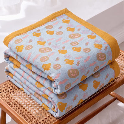 Coperta in cotone reversibile con motivo zucca e fantasma di Halloween - image 7