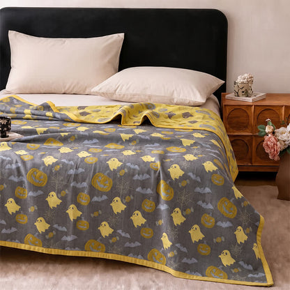 Coperta in cotone reversibile con motivo zucca e fantasma di Halloween - image 21