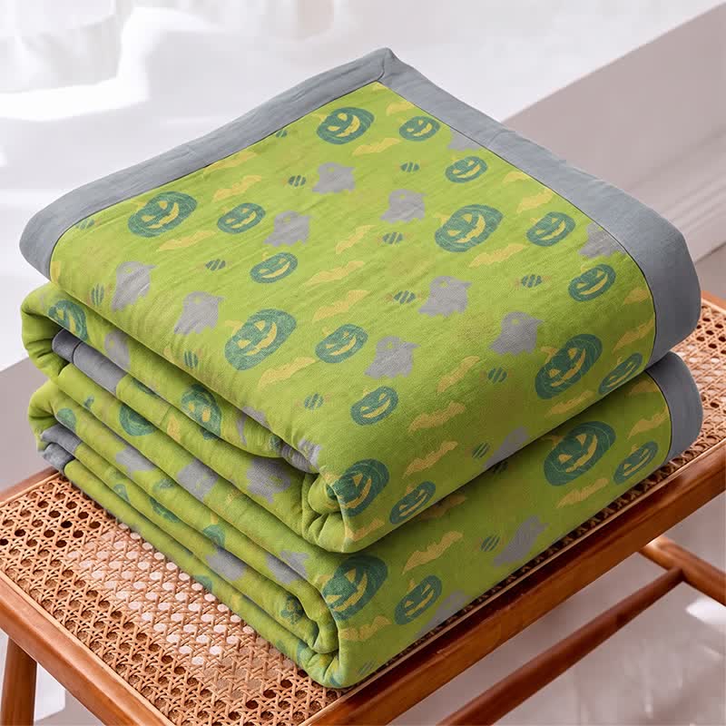 Coperta in cotone reversibile con motivo zucca e fantasma di Halloween - image 25