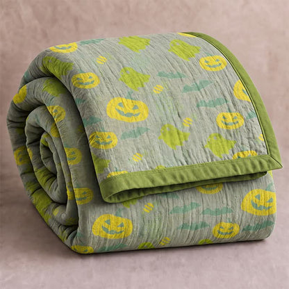 Coperta in cotone reversibile con motivo zucca e fantasma di Halloween - Grigio e verde - Coperta - 98" x 94" - image 30