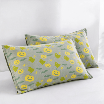Coperta in cotone reversibile con motivo zucca e fantasma di Halloween - Grigio e verde - 2 federe - 51cm x 91cm - image 35