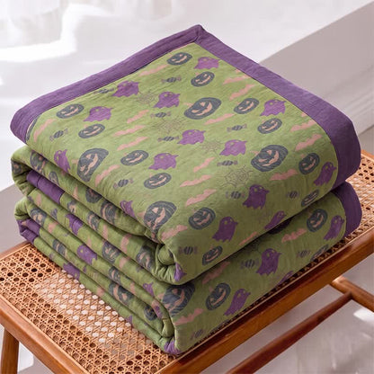 Coperta in cotone reversibile con motivo zucca e fantasma di Halloween - image 42