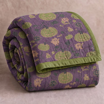 Coperta reversibile in cotone con motivo mostro di Halloween - Viola - Coperta - 90" x 92" - image 0