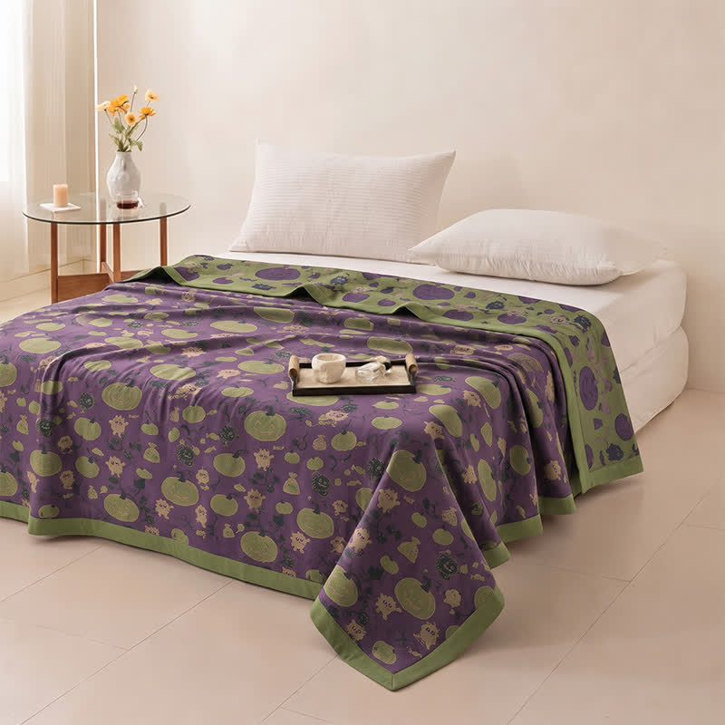 Coperta reversibile in cotone con motivo mostro di Halloween - image 4