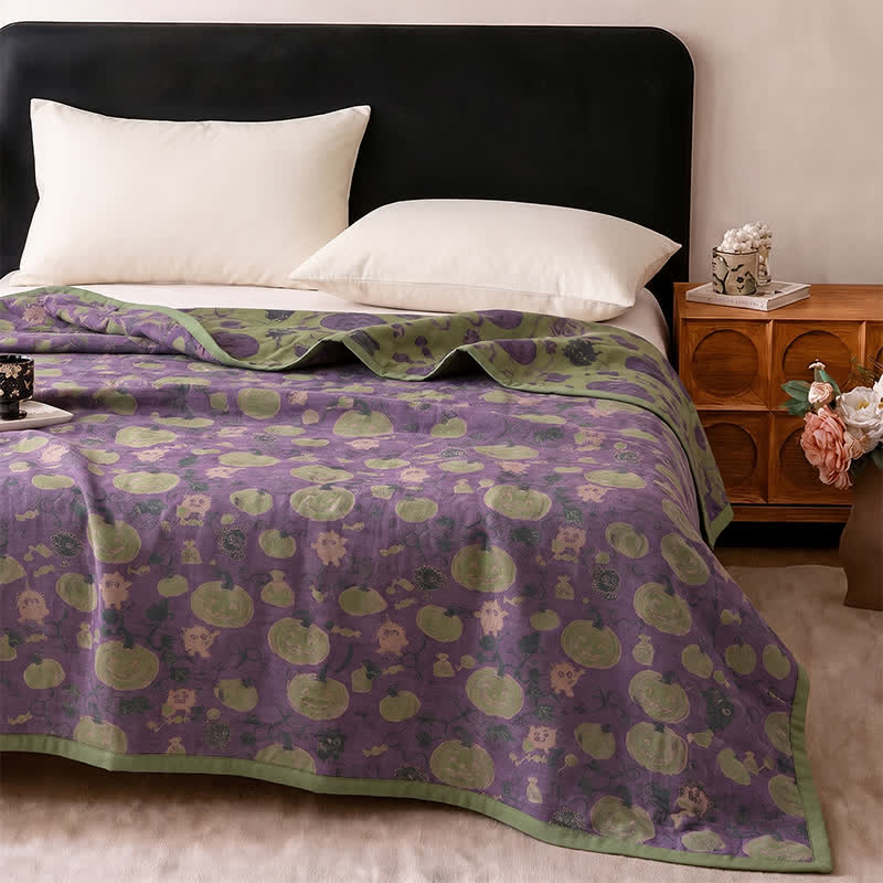 Coperta reversibile in cotone con motivo mostro di Halloween - image 3