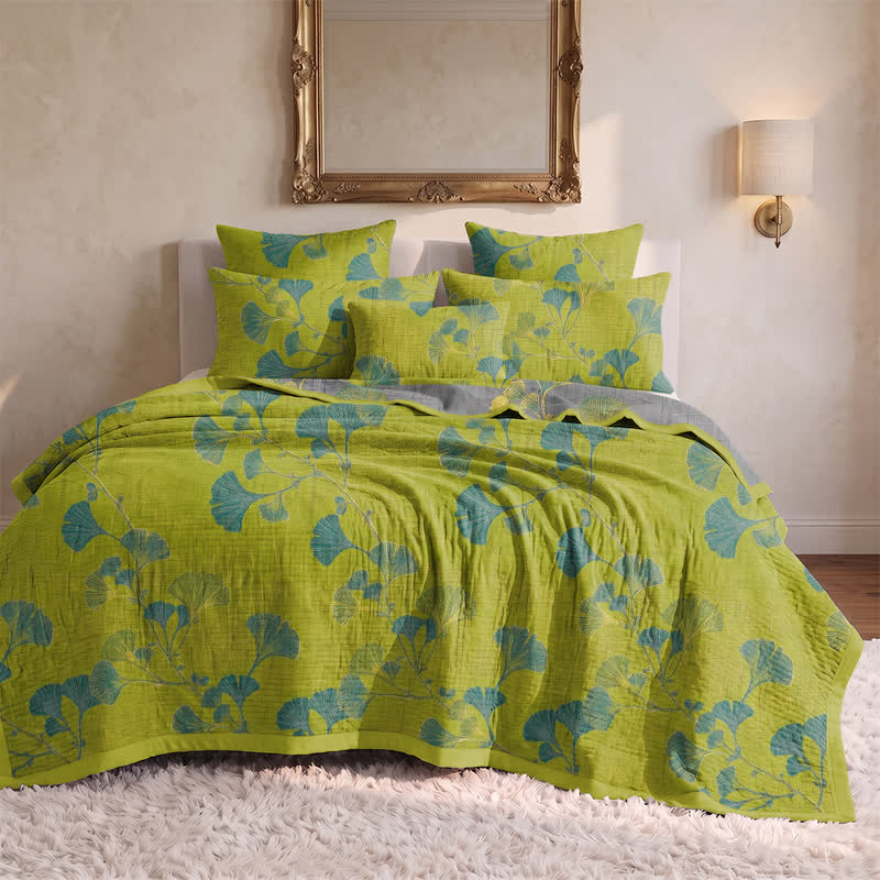Trapunta reversibile in cotone con motivo floreale da giardino in stile retrò - image 4