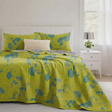 Trapunta reversibile in cotone con motivo floreale da giardino in stile retrò - image 0
