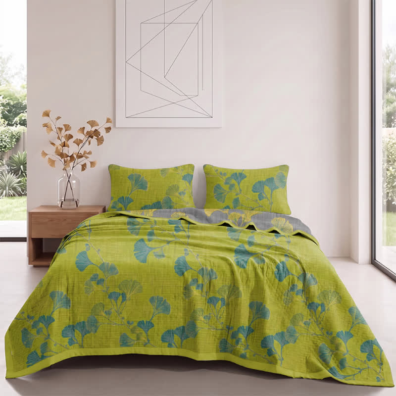 Trapunta reversibile in cotone con motivo floreale da giardino in stile retrò - image 1