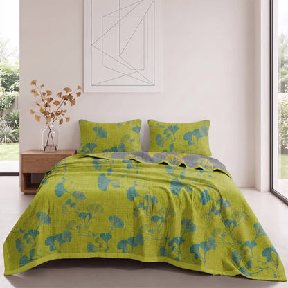 Trapunta reversibile in cotone con motivo floreale da giardino in stile retrò - image 1