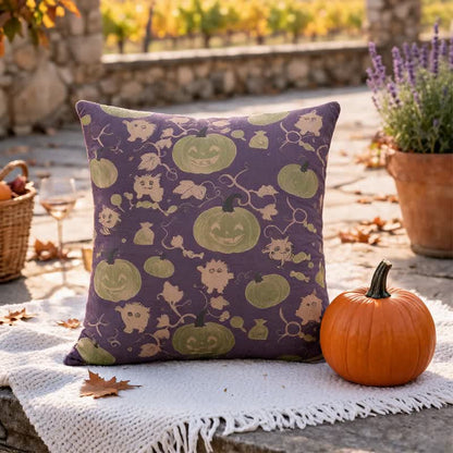 Cuscino in cotone multicolore con zucca e mostro di Halloween - Viola - 45cm x 45cm - Con inserto - image 8