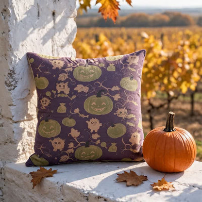 Cuscino in cotone multicolore con zucca e mostro di Halloween - image 9