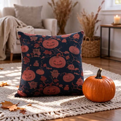 Cuscino in cotone multicolore con zucca e mostro di Halloween - image 6