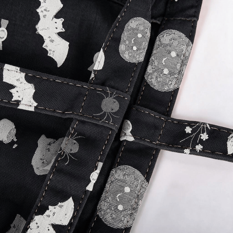 Borsa a tracolla in cotone con stampa di zucca e gatto di Halloween. - image 2