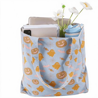 Borsa tote in cotone multicolore con fantasma di Halloween - image 4