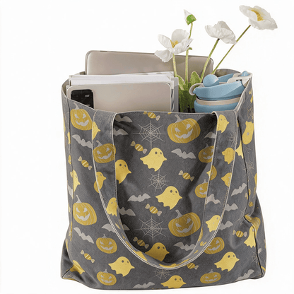 Borsa tote in cotone multicolore con fantasma di Halloween - image 10