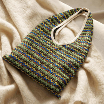 Borsa a tracolla tote a righe ondulate verdi - Verde - 15''L x 12''A - image 0