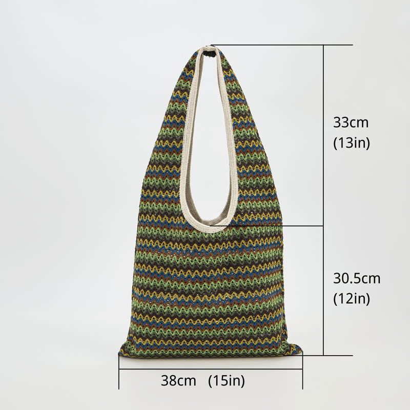 Borsa a tracolla tote a righe ondulate verdi - image 2