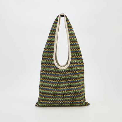 Borsa a tracolla tote a righe ondulate verdi - image 1