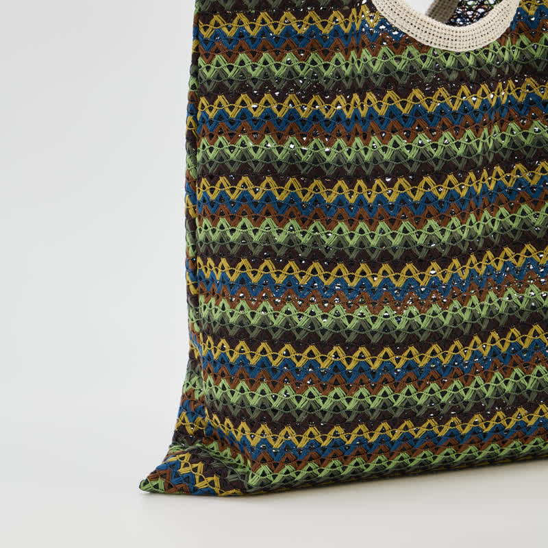 Borsa a tracolla tote a righe ondulate verdi - image 5