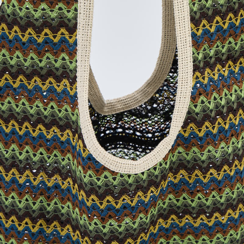 Borsa a tracolla tote a righe ondulate verdi - image 4