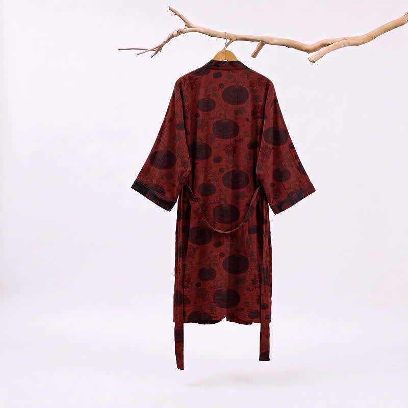 Kimono in cotone rosso e nero a tema mostro di Halloween - image 1