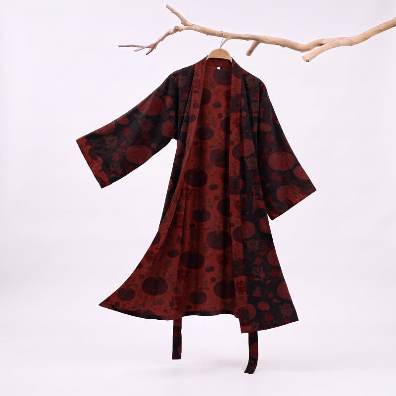 Kimono in cotone rosso e nero a tema mostro di Halloween - Nero - 2XL - image 5