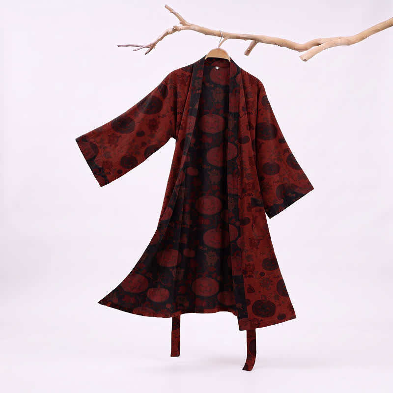 Kimono in cotone rosso e nero a tema mostro di Halloween - Rosso - 2XL - image 0