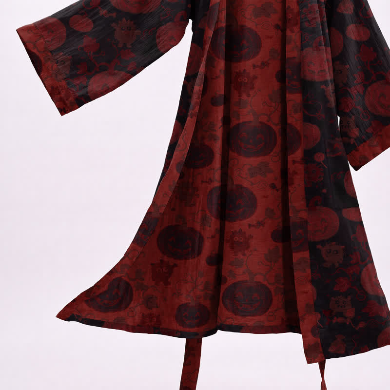 Kimono in cotone rosso e nero a tema mostro di Halloween - image 8