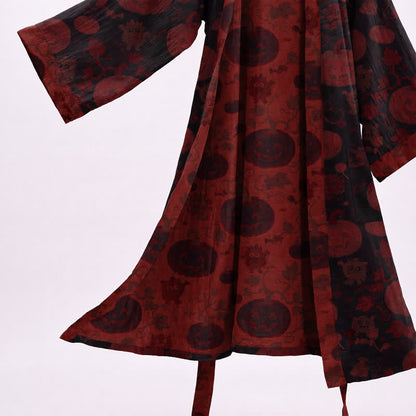 Kimono in cotone rosso e nero a tema mostro di Halloween - image 8