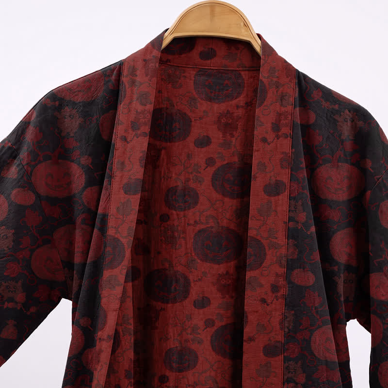 Kimono in cotone rosso e nero a tema mostro di Halloween - image 7