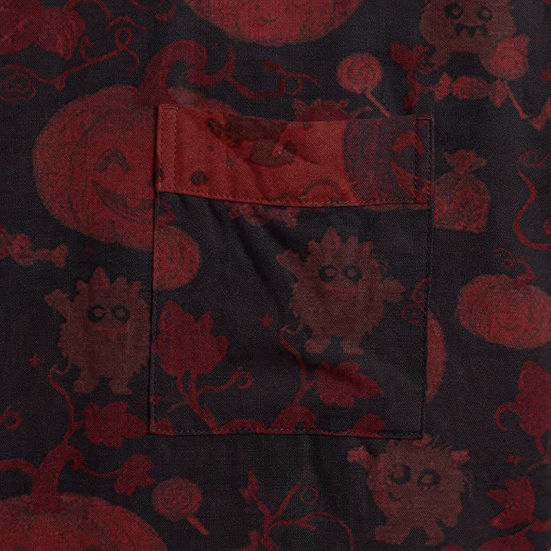 Kimono in cotone rosso e nero a tema mostro di Halloween - image 9