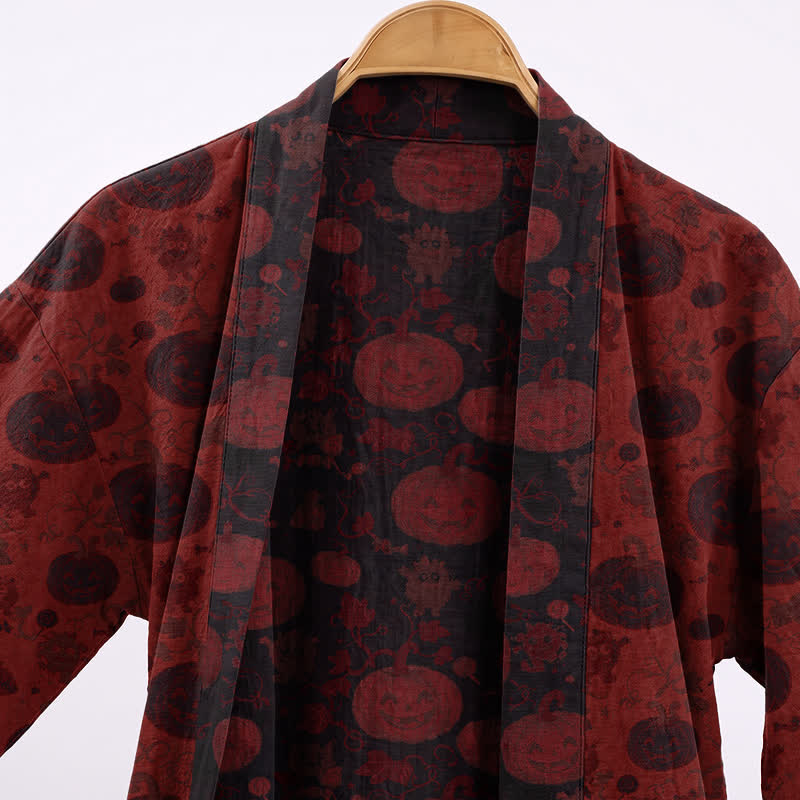 Kimono in cotone rosso e nero a tema mostro di Halloween - image 2