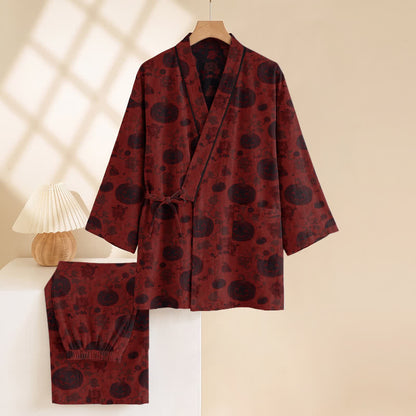 Set pigiama kimono in cotone con stampa zucca di Halloween - image 3